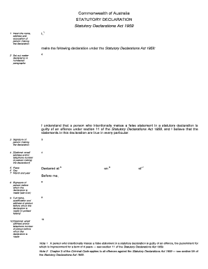 Au Statutory Declaration Form